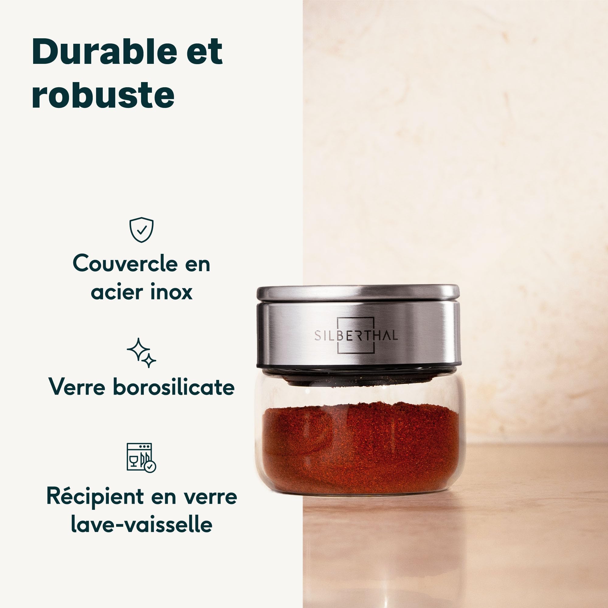 SILBERTHAL Lot de 12 Boîtes à Épices en Verre 100 ml