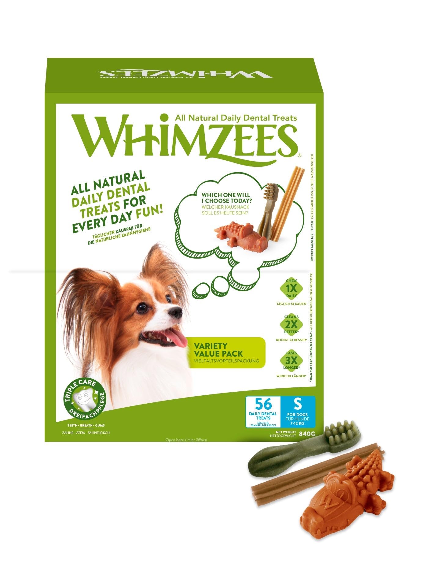 WHIMZEES Aliments complémentaires pour chien S contre la mauvaise haleine 840g