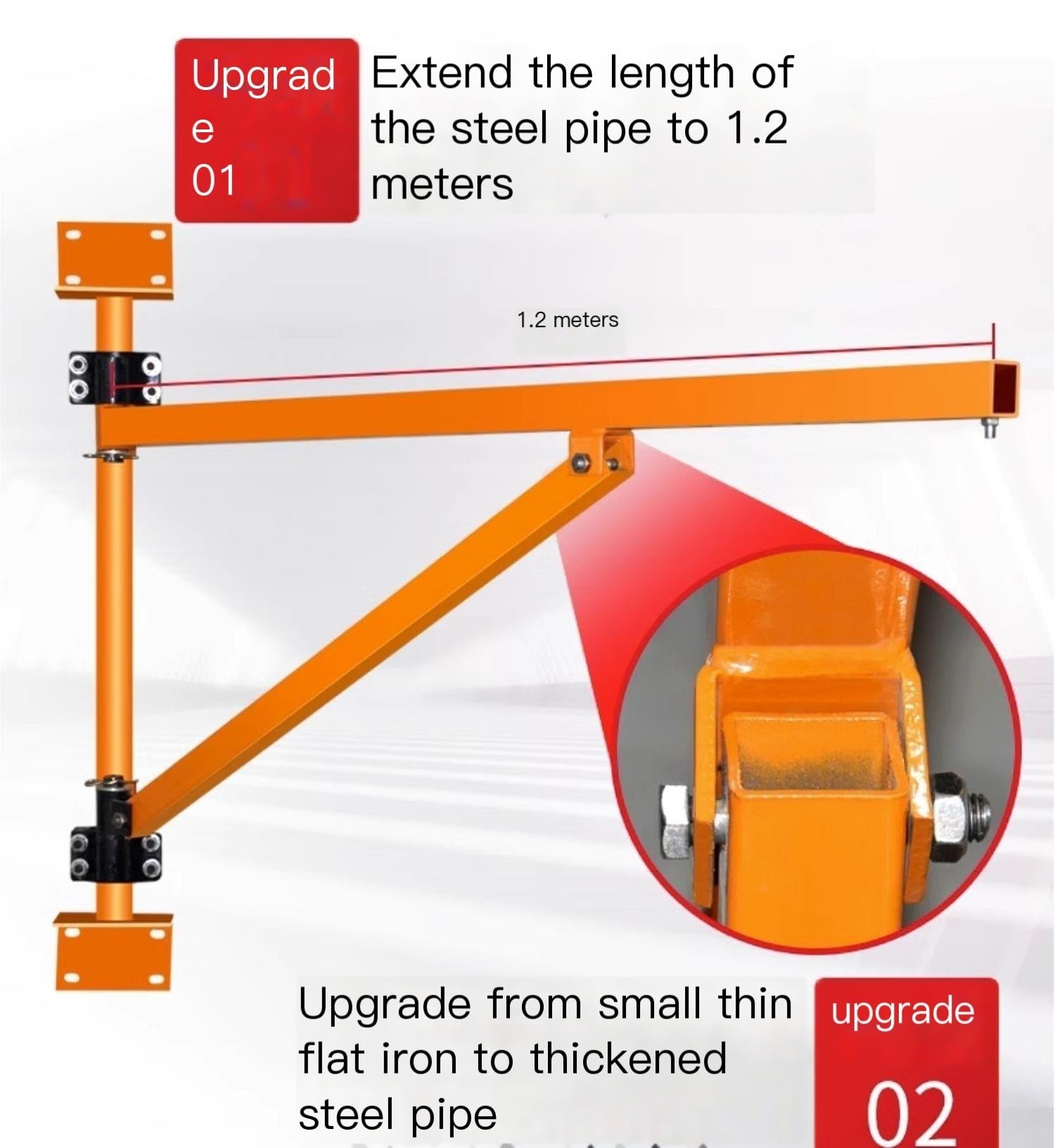 Supporto da Parete da 440 Libbre/200 kg + Paranco Elettrico, Gru Domestica, Piccola Gru di Sollevamento-Only Wall Bracket