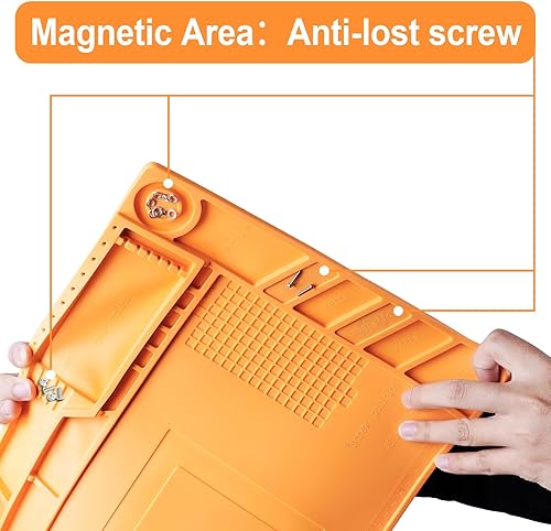 Miniatura 3 de M-T Alfombrilla magnética de reparación de silicona resistente al calor 932F antiestática, segura para teléfono, laptop, reloj, etc. Reparación de