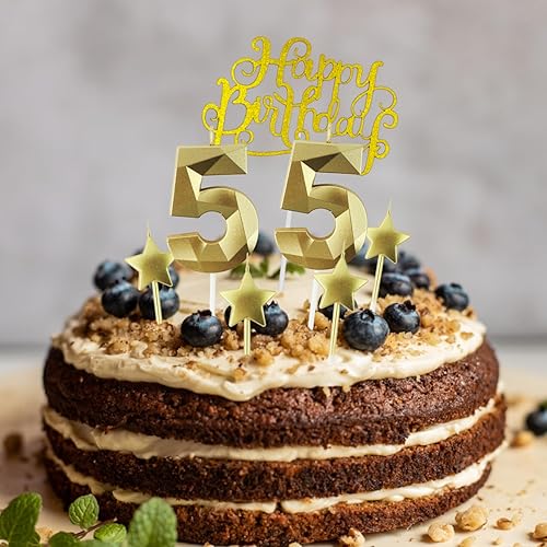 Miniatura 9 de Velas doradas de cumpleaños del número 0 y velas de cumpleaños de estrella de 2.76 pulgadas, velas con forma de diamante 3D adecuadas para fiestas