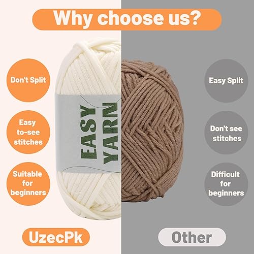 Miniatura 42 de Hilo de 1.76 x 1.76 onzas para tejer y tejer, hilo de algodón fácil de ganchillo para principiantes, con costuras fáciles de ver, peso peinado medio