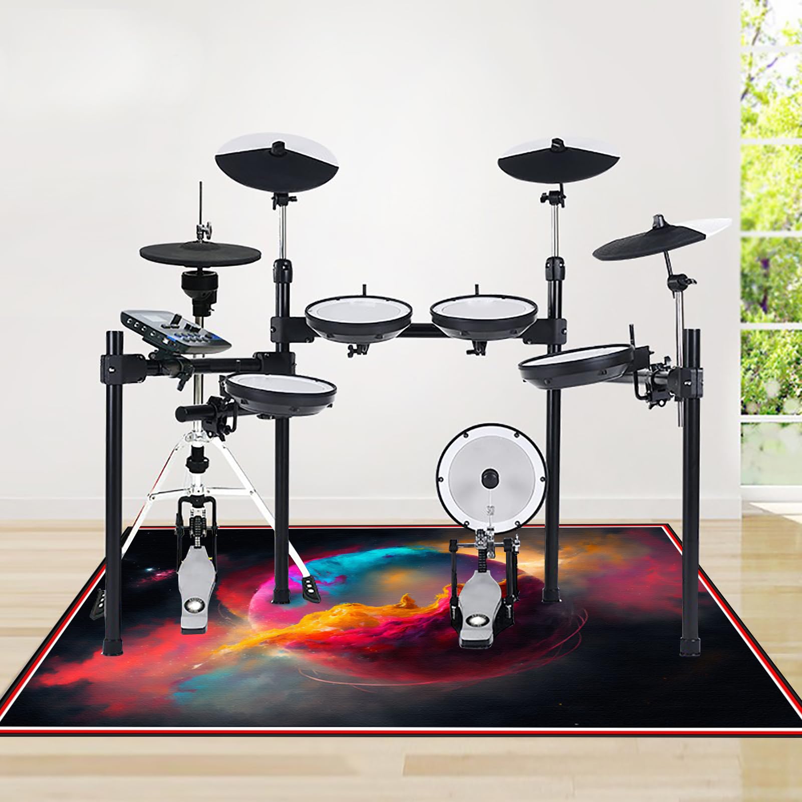 180 x 140 cm Dywan z baterią elektroniczną, maty akustyczne, dźwiękoszczelna mata, mata bębnowa do baterii akustycznych, bębna i instrumentów muzycznych, dźwiękoszczelny koc bębnowy
