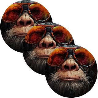 Monkey with Glasses 15" Trivets for Dishes, Pots and Pans, 3 Heat Resistant Hot Pads, Large Pot Holders for Kitchen, Plate Mats for Countertops and Table, Farmhouse Decor