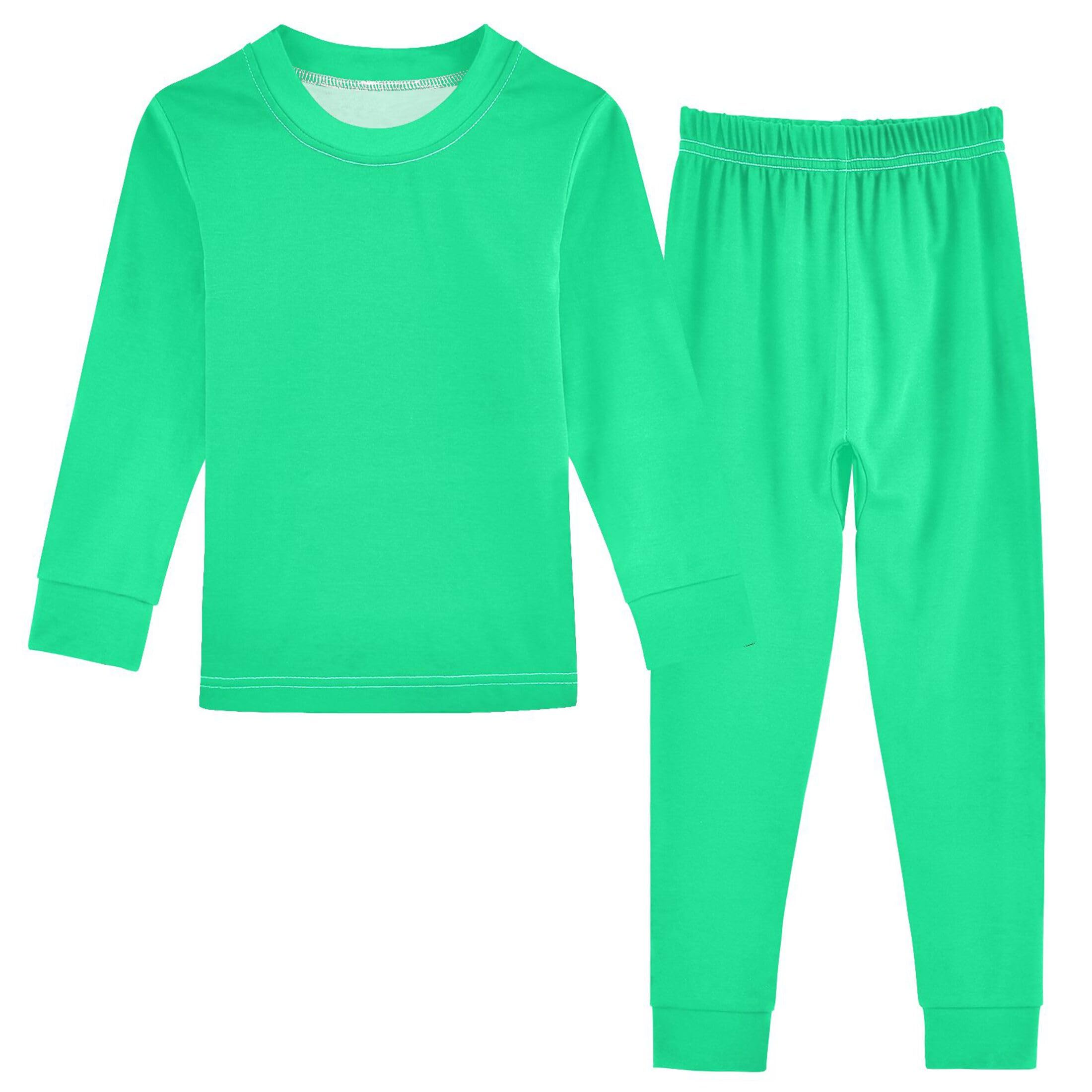 Med Spring Green Long Sleeve Pajamas Set Sleepwear Jammies 2pcs Set Pjs Med Spring Green