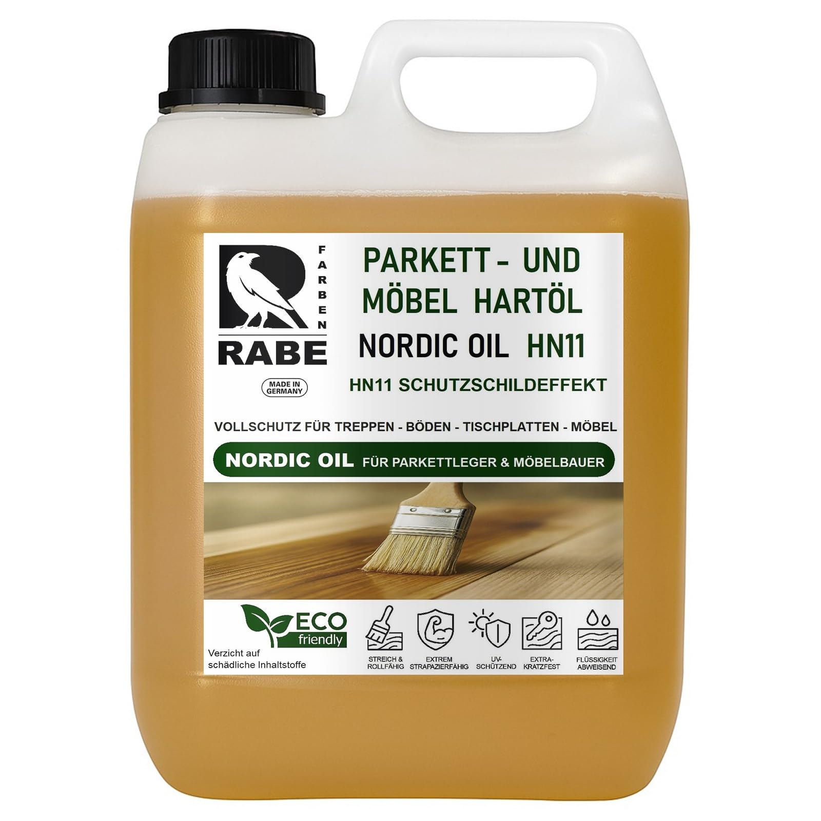 RABE Fussbodenöl Nordic Oil HN11 Parkettöl High Solid Möbelöl Holzbodenöl Natur Hartöl Holzöl (10 Liter)
