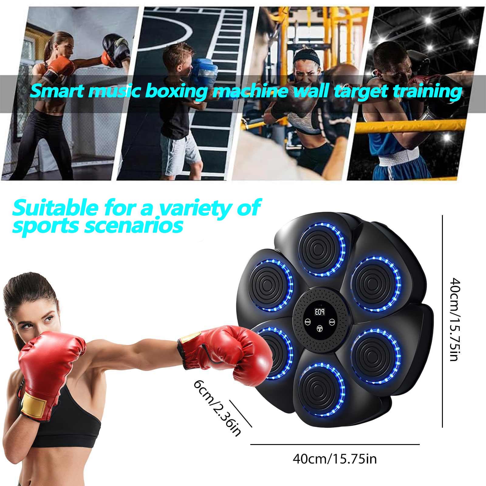 PZCC Machine à Boxe Musicale, 2024 Nouvelle Machine de Boxe Murale Intelligente -Bluetooth avec Gants de Boxe Adultes Enfants, 9 Le Mode de Vitesse et de décompte