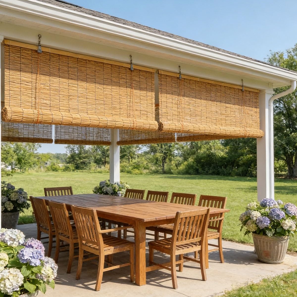 Tende a rullo in bambù con filtro della luce, senza fili, per privacy, ideale per veranda, balcone e cortile, 120 x 100 cm (larghezza x altezza)
