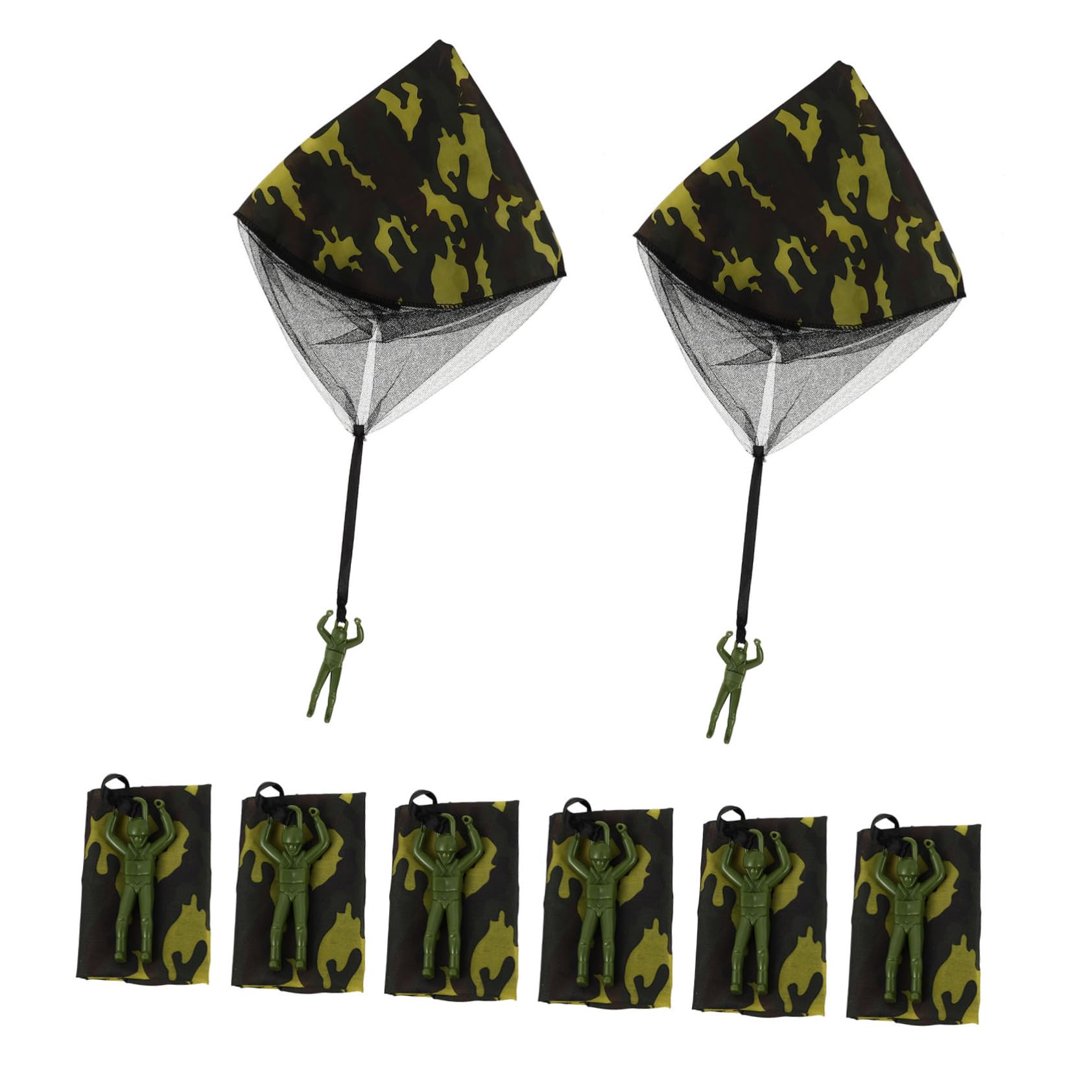 Milisten Jouets en Parachute de Camouflage 8 Pièces pour Garçon et Filles, Légers Tissu, pour Jeux Extérieurs et Anniversaires