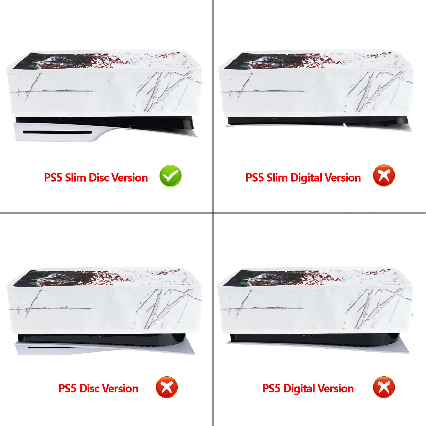 PlayVital Cover Antipolvere per ps5 Slim Disc Edition,Copertura Orizzontale Protettiva Impermeabile in Nylon per ps5 Slim Digitale Console,HAHAHA