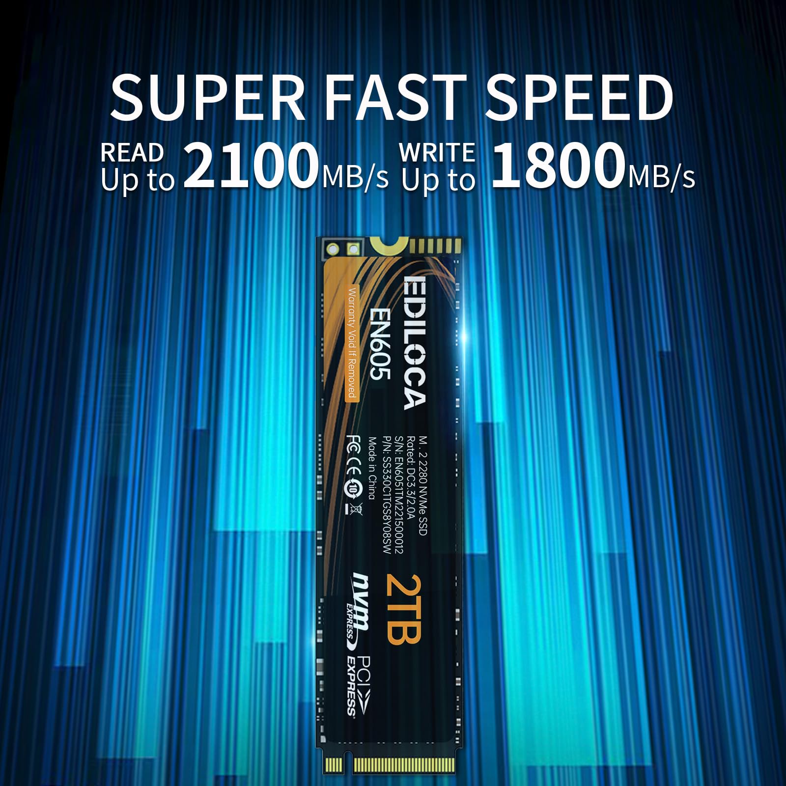 ほぼ未使用　EN605 2TB SSD M.2 2280 【3D TLC採用】④ Amazon | Ediloca EN605 2TB SSD M.2 2280 NVMe1.3 PCIe Gen3 x4 SSD