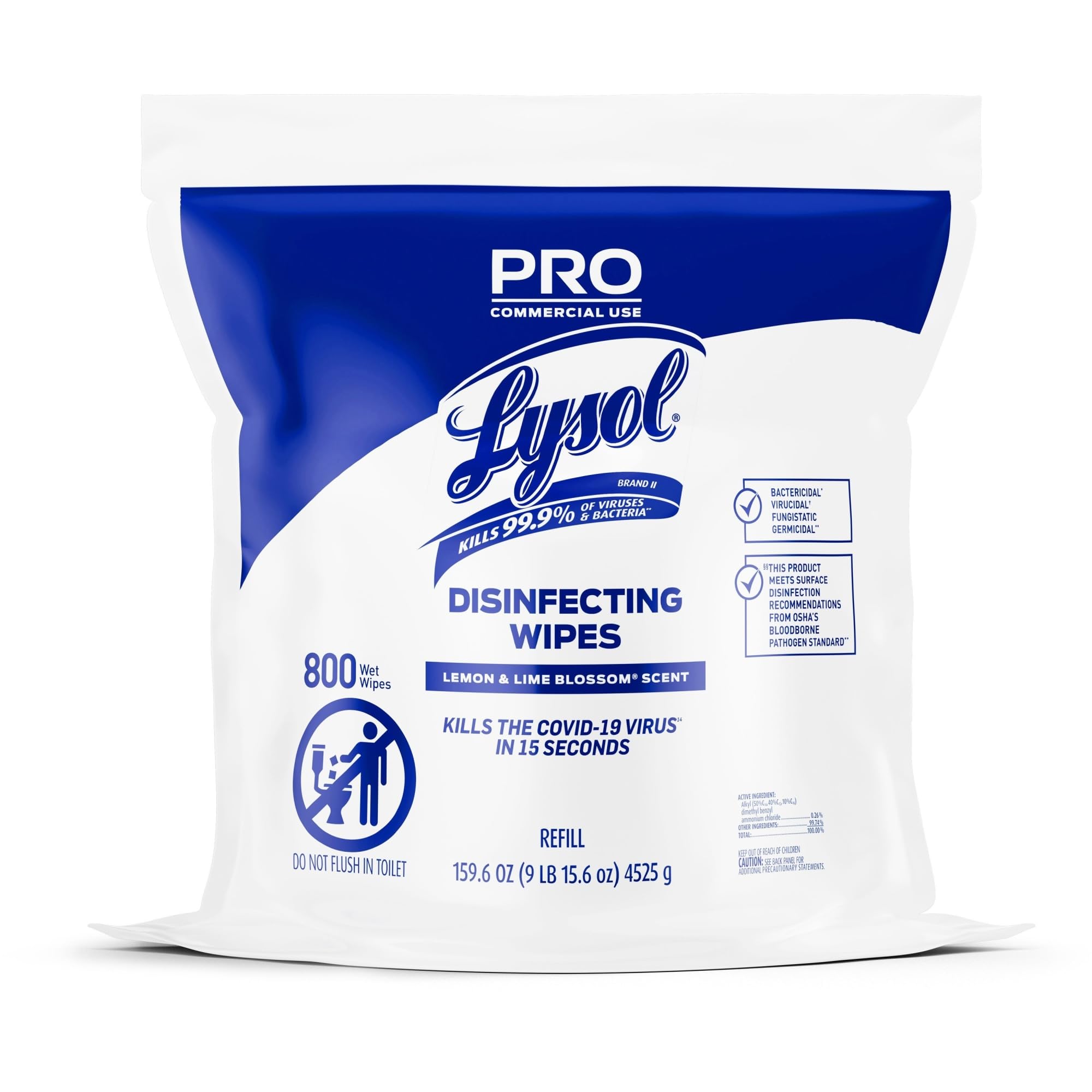 Reckitt Benckiser Professional Disinfecting Wipes Bucket Refill by Lysol – 1 Count (Pack of 1), Blue, Model 99857
