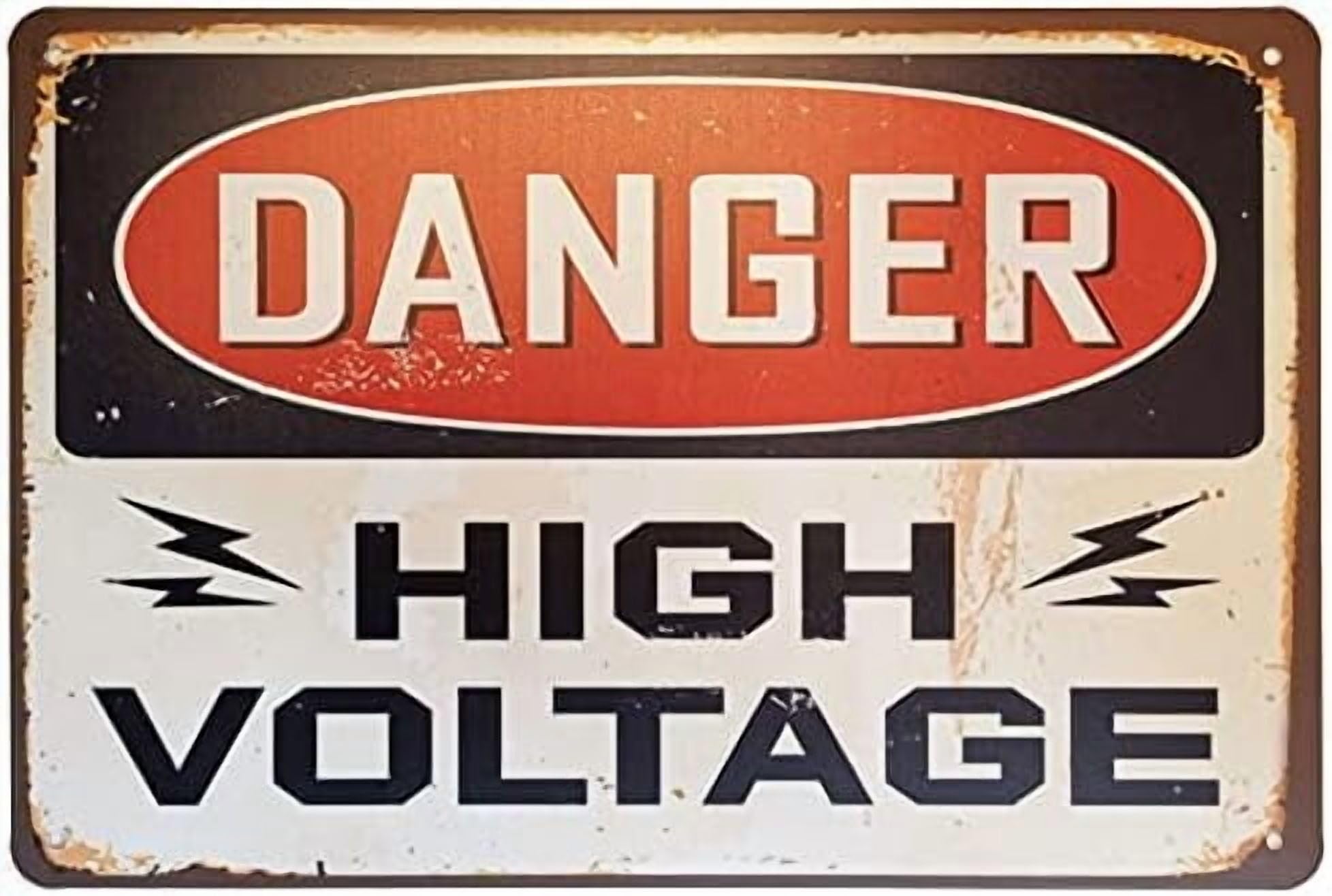 (2-Pack) Metal Tin Sign Danger High Voltage Vintage Sign Outdoor Road Signs Decor 12 X 8