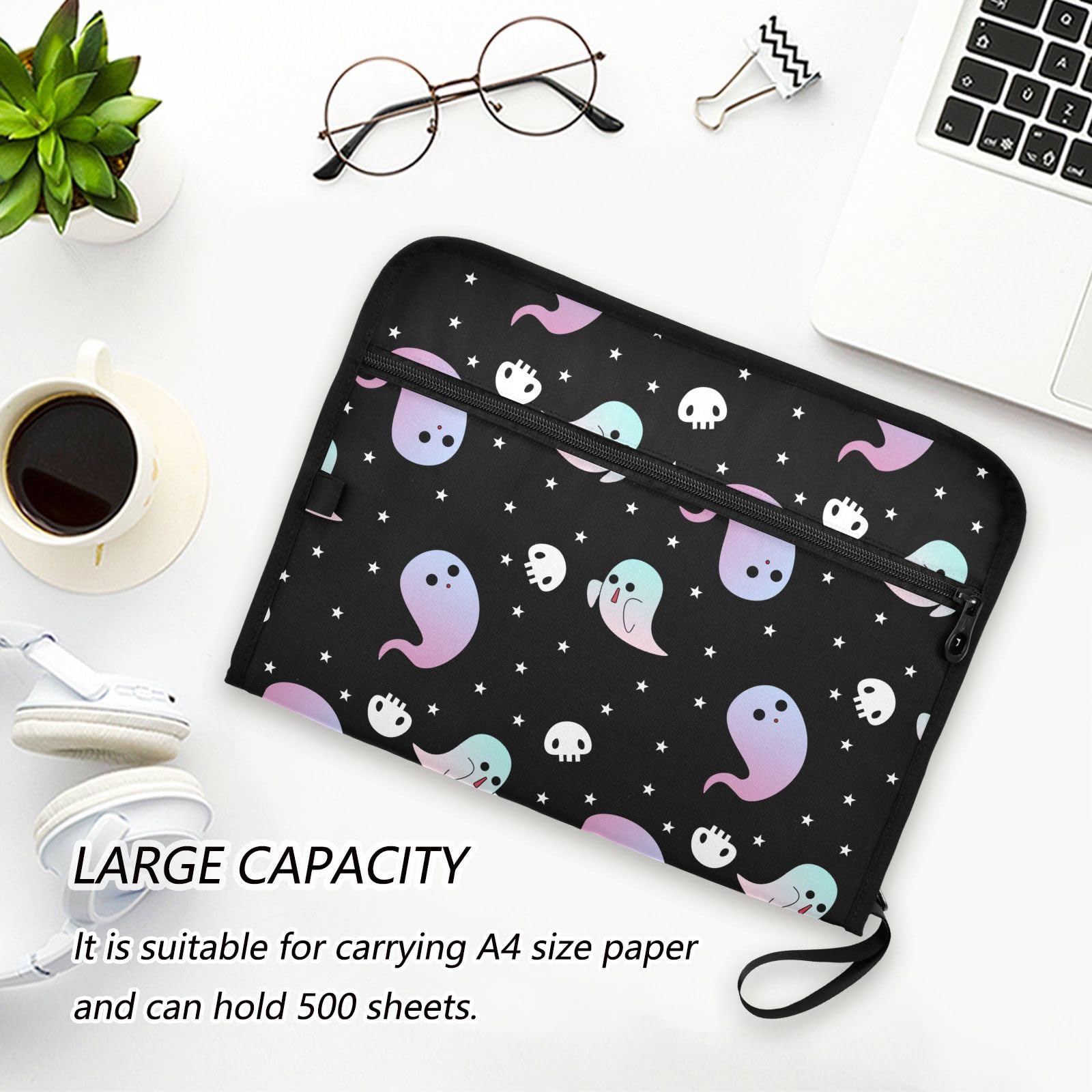 A4 Dokumentenmappe Mit 13 Tasche Dokument Organizer Klassifizierungsordner Wasserfeste Seitlich ReißVerschluss Ordner FäChermappe Halloween-Gespenst-Muster