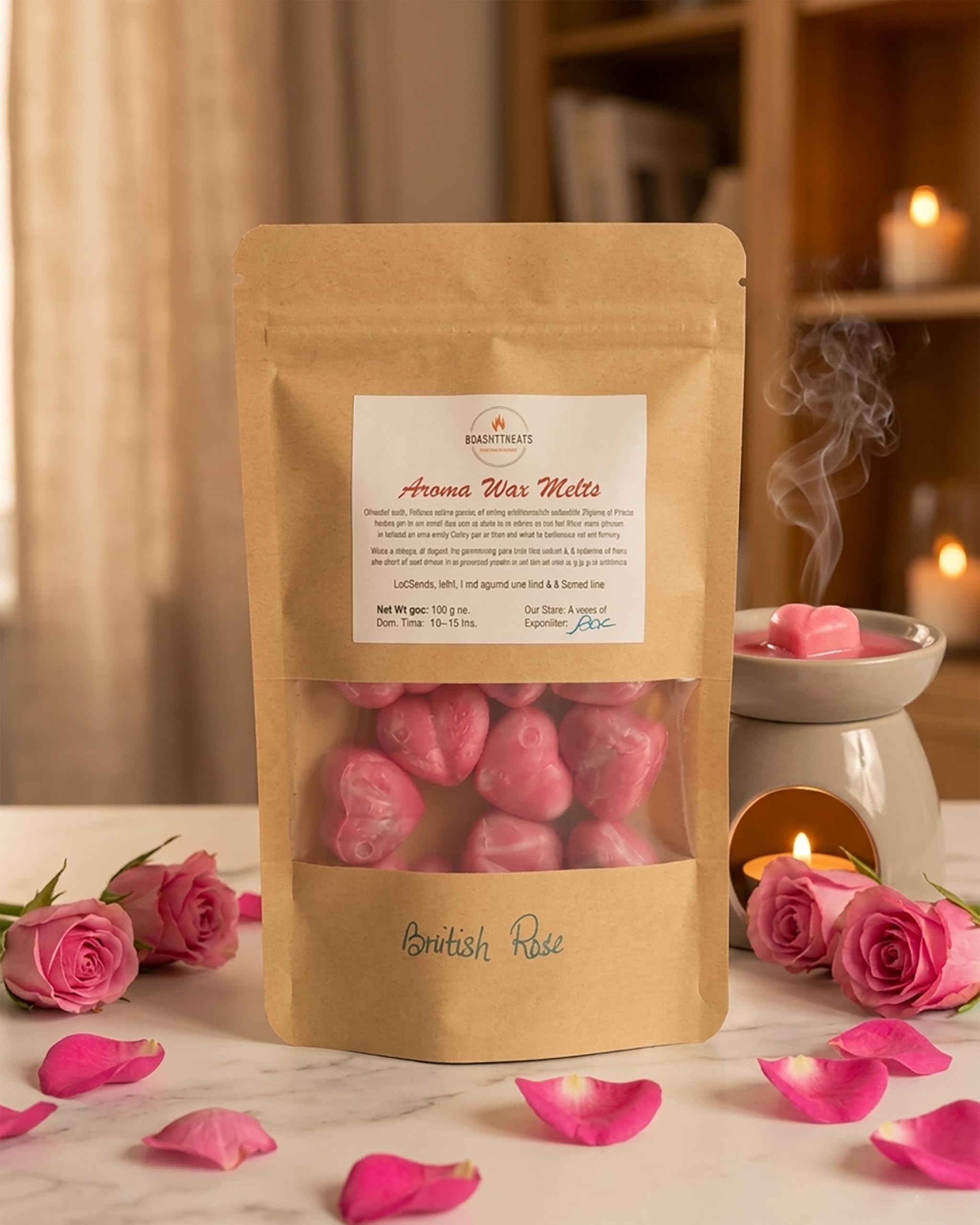 Urban Flicker Rose Wax Melts, 100% Natural Soy Wax, Essential Oil Infused, Wax Melt for Ceramic Aroma Diffuser, Room Freshner, Air Freshner, Smokeless, Non Toxic, Organic, Handmade, 100g Pack-image-21