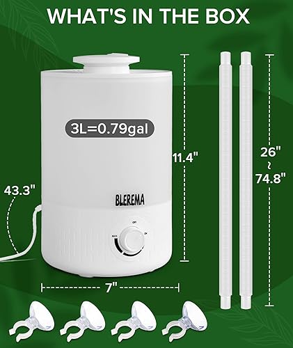 Miniatura 7 de Humidificadores de plantas sin fugas de 3L para invernadero de tienda de cultivo y sala de cultivo, llenado superior, apagado automático, con