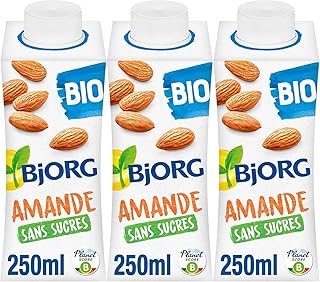 BJORG - Lait d'Amande sans Sucres - Boisson Végétale Bio - Pauvre en Acide Gras Saturés - 3 x 25 cl
