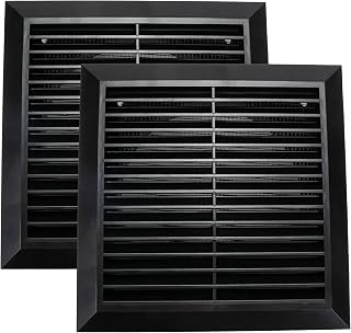 Vent Systems 6" Duct - 8" x 8" Outside Pack of 2 Air Vent Cover - Bathroom Exhaust Vents Pipe - Black Louvered Outdoor Dryer Vent Cover - Black 150 mm 200 x 200 mm