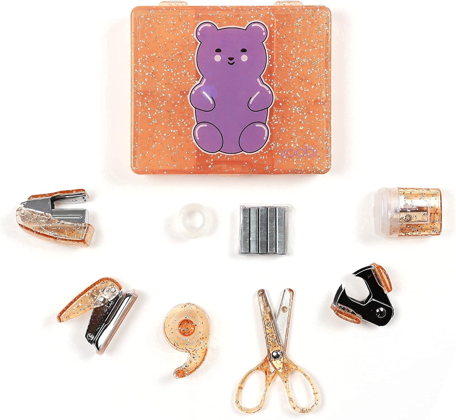 Yoobi Office Supply Set | Mini Supply Kit (Stapler, Staples, Hole Punch, Tape Dispenser, & More)Bear and Turtle l Set of 2 : Office Products