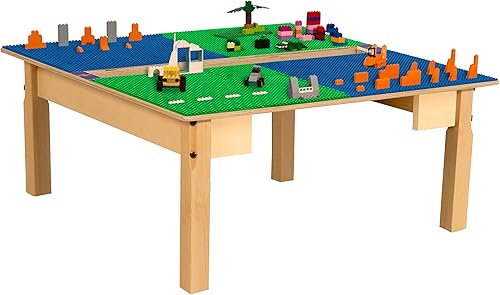 Miniatura 3 de Time-2-Play - Mesa de juego para niños, compatible con ladrillos Lego, madera contrachapada de abedul extra resistente, 35 pulgadas de ancho x 31