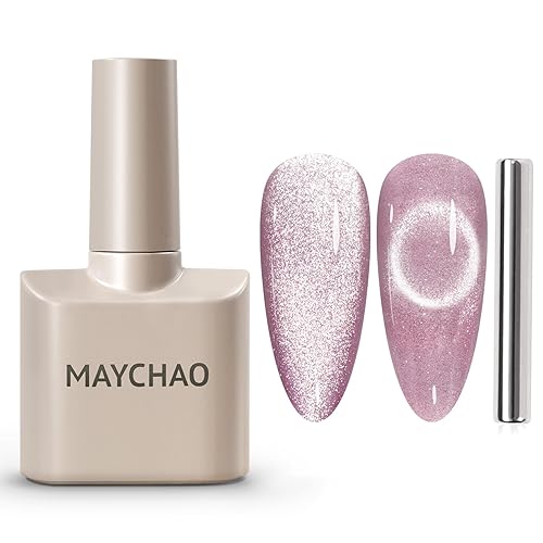 MAYCHAO 15ml Esmalte de uñas en gel ojo de gato 1 unidad, esmalte de uñas en gel púrpura con imán, esmalte de uñas holográfico magnético de remoción