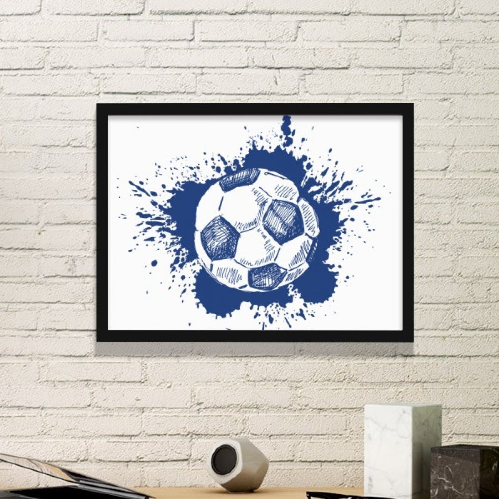 Cadre photo football bleu avec affiche dessin animé noir petit format