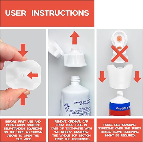 Miniatura 6 de Chrome Cherry SqueezMe - Tapones de pasta de dientes con cierre automático, tapa de silicona para niños y adultos, dispensador de pasta de dientes