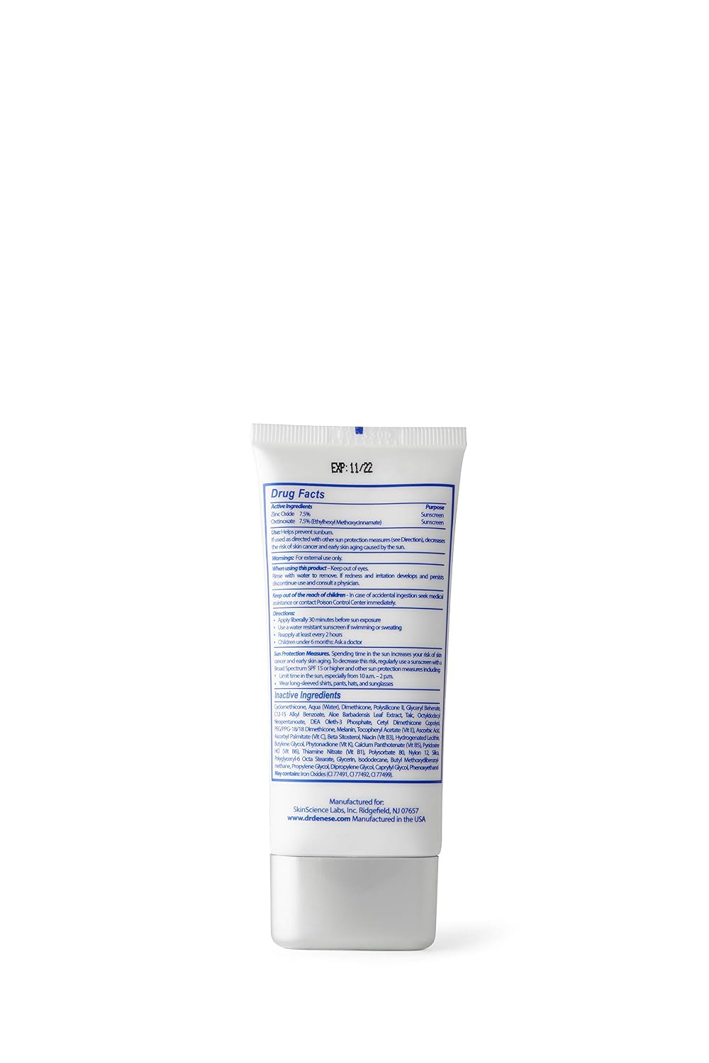 Dr. Denses SkinScience SPF 30 Defense Day Cream 3-in1 Broad Spectrum UVA/UVB Protection & Instant Flawless Tinted Moisturizer - Oil-Free, Matte Light Coverage - Paraben-Free, Cruelty-Free - 4oz