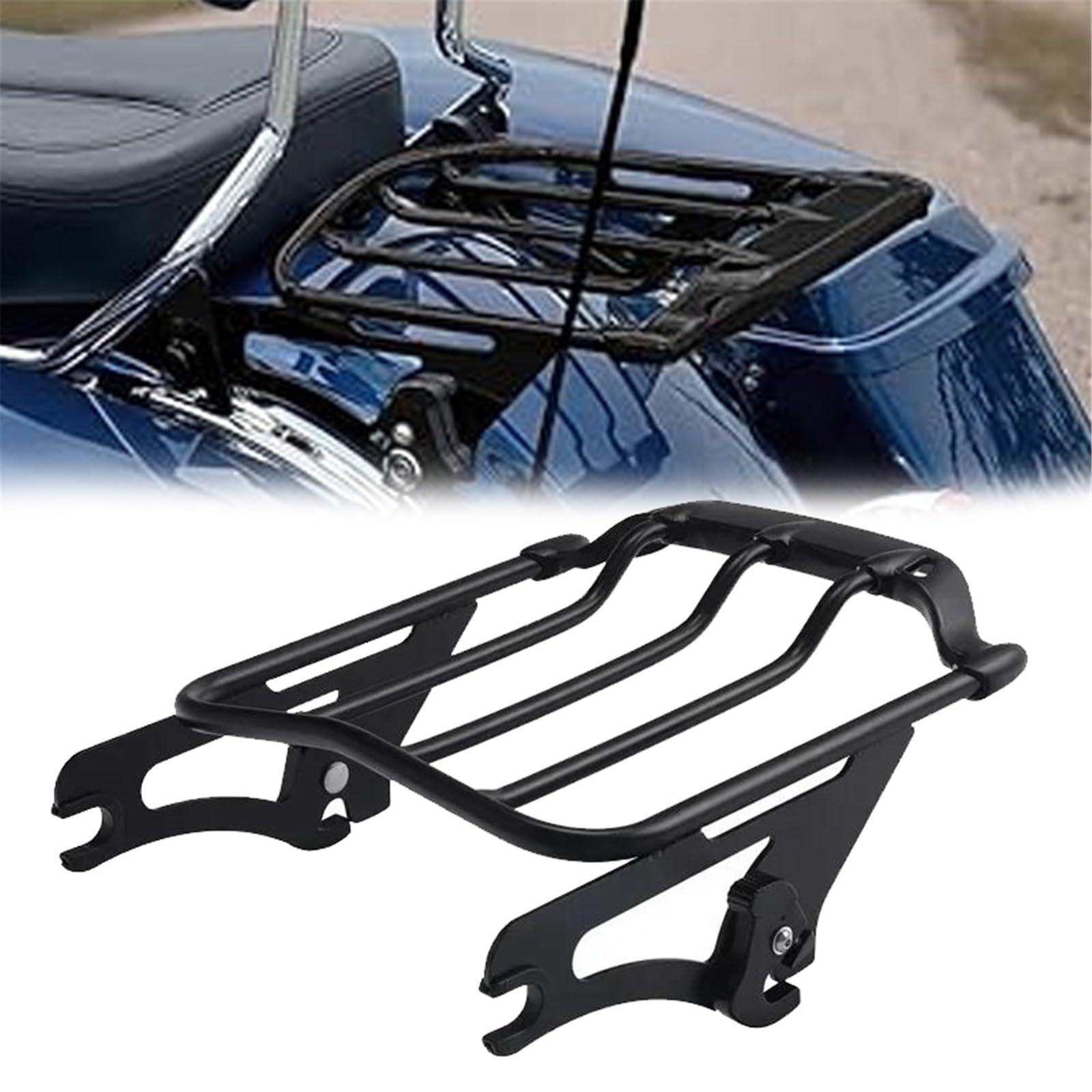 Accesorios para Motocicletas Estante Soporte para Portaequipajes Trasero para Dos Personas En Motocicleta para Harley para Touring CVO Road Glide para Custom FLTRXSE 2012-2017(Nero)
