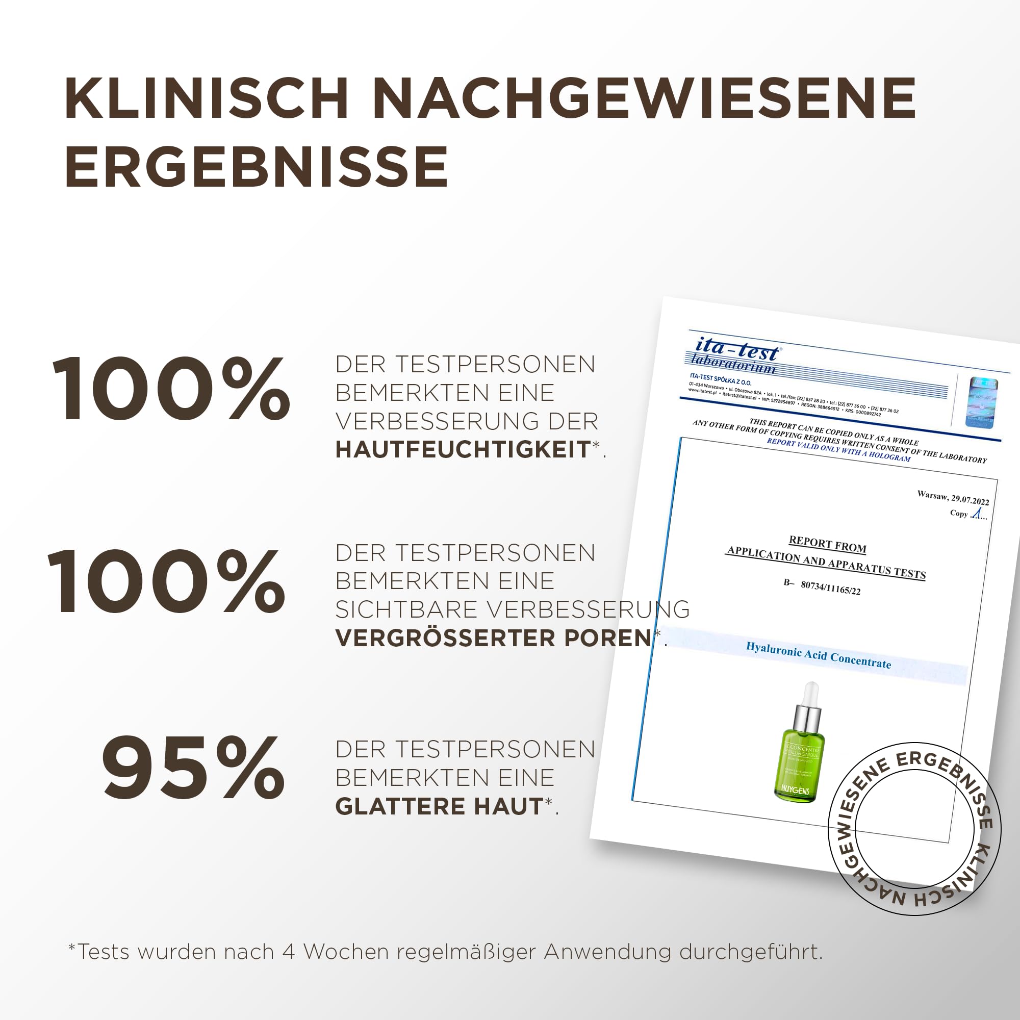 HUYGENS Hyaluron Serum Gesicht – Hyaluronsäure Konzentrat, Feuchtigkeitsspendend & Aufpolsternd mit 3% Booster – +49% mehr Feuchtigkeit nach 1 Std., 99% natürlich – 30 ml
