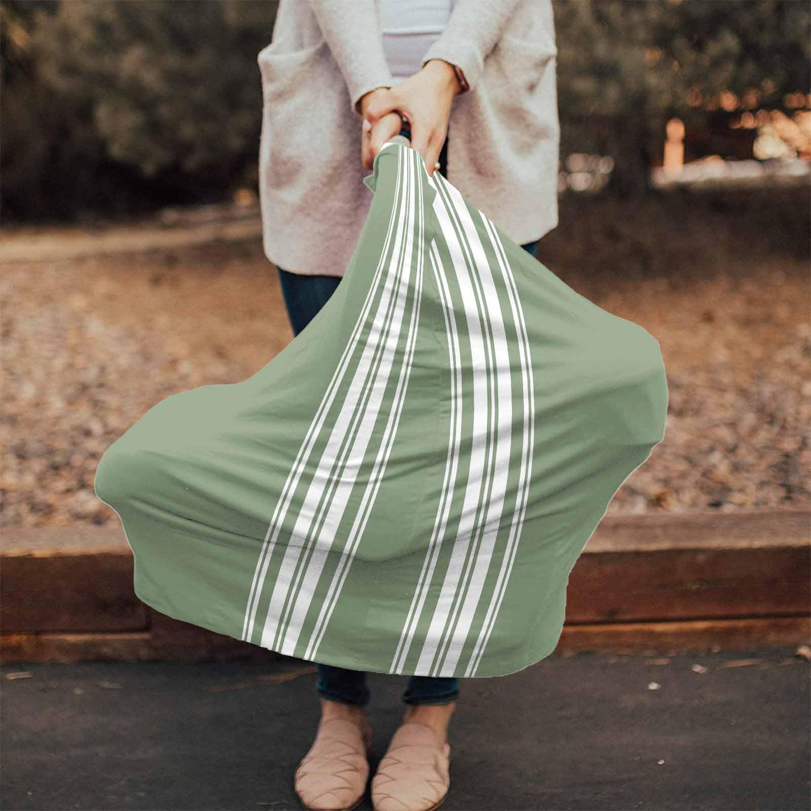 Nursing Cover for Breastfeeding Scarf, Dark Green Strips Baby Car Covers Super Soft Multi Use for Canopy Shopping Cart Cover Blanket Stroller Cover