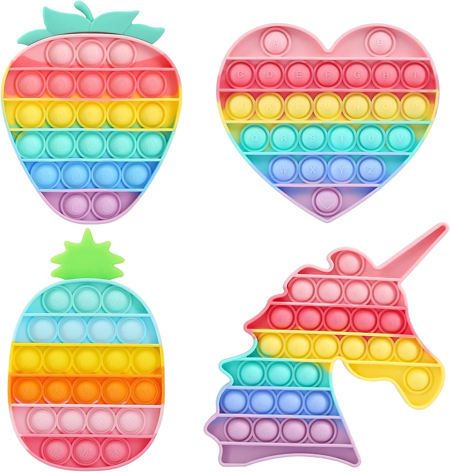HiUnicorn Pop Poppers Easter Gifts - 4 Pack Unicorn Girls Push Bubble Pop Fidget Toy, Macaron Rainbow Pink Popping Stress Sensory Toys, Easter Basket Stuffers Birthday Party Favor Kids Board Game Toy