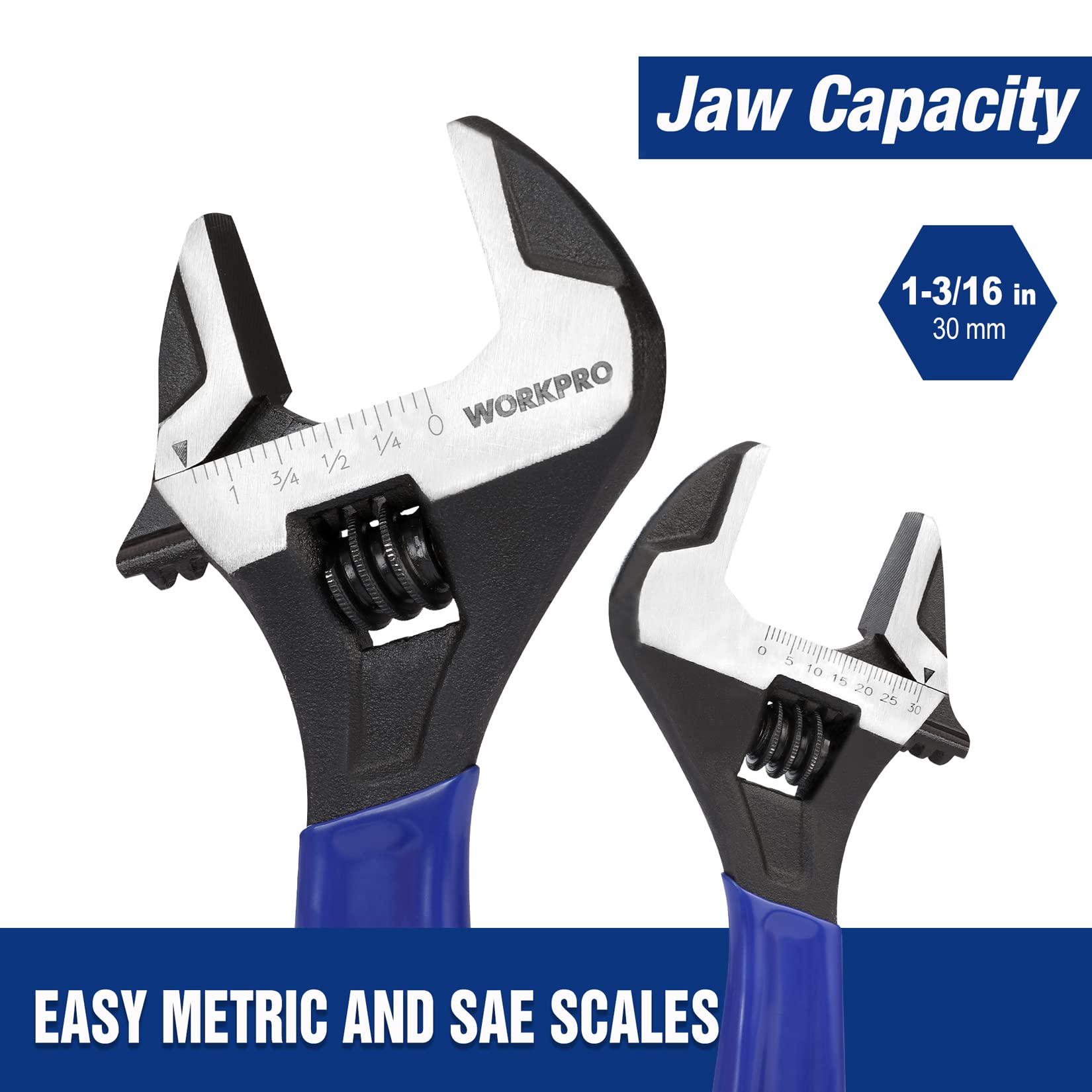 WORKPRO 8-Inch Adjustable Wrench - Durable & Versatile -3