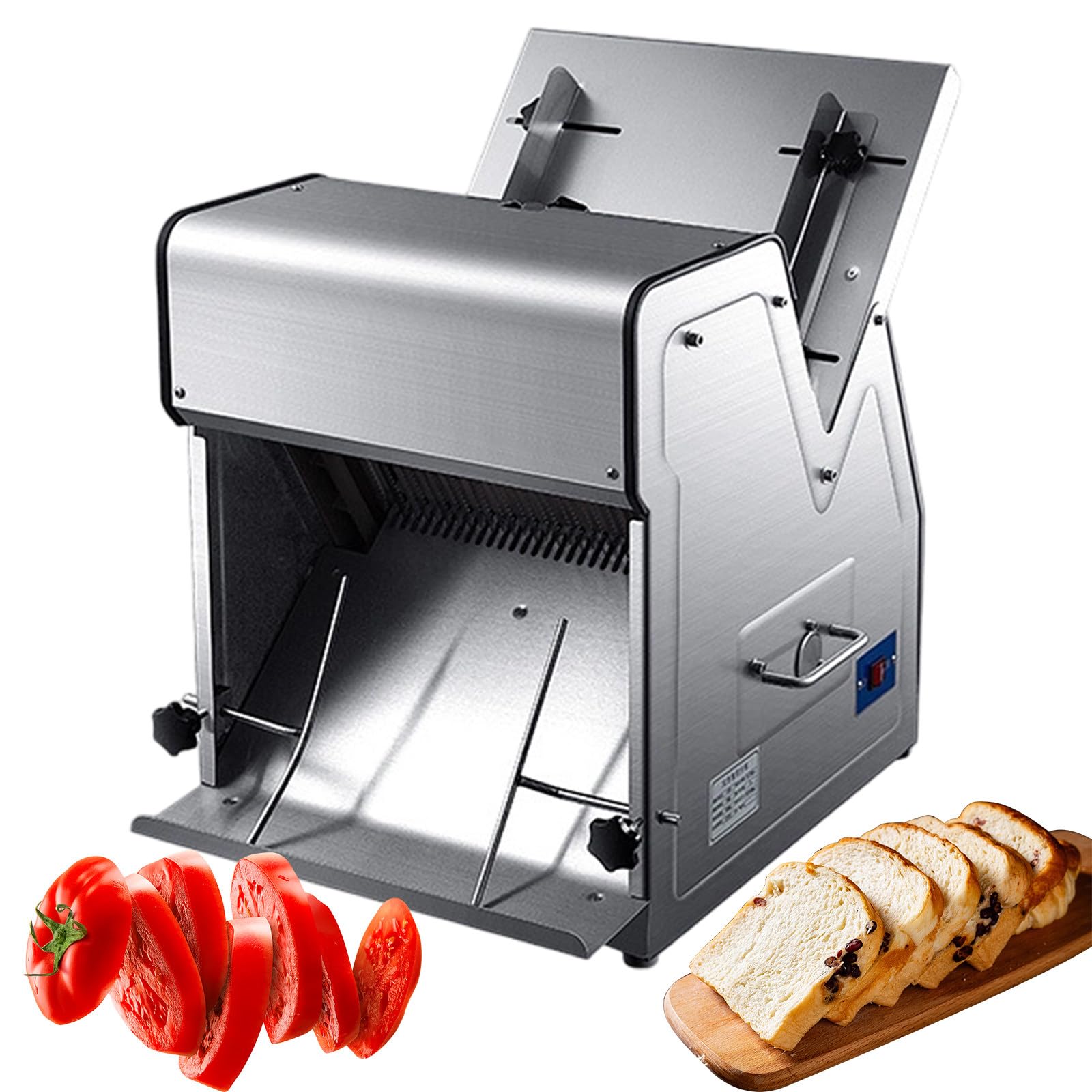 Affettatrice Professionale da 370W, in Acciaio Inox, con capacità di Taglio Fino a 12mm di Spessore, Lunghezza Regolabile, Facile da Pulire, Ideale per Toast, Pane, prosciutto, Funghi.