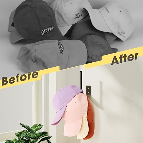 Miniatura 6 de Paquete de 4 estantes para gorras de béisbol, organizador de sombreros de acero inoxidable para gorra de béisbol, organizador de almacenamiento de