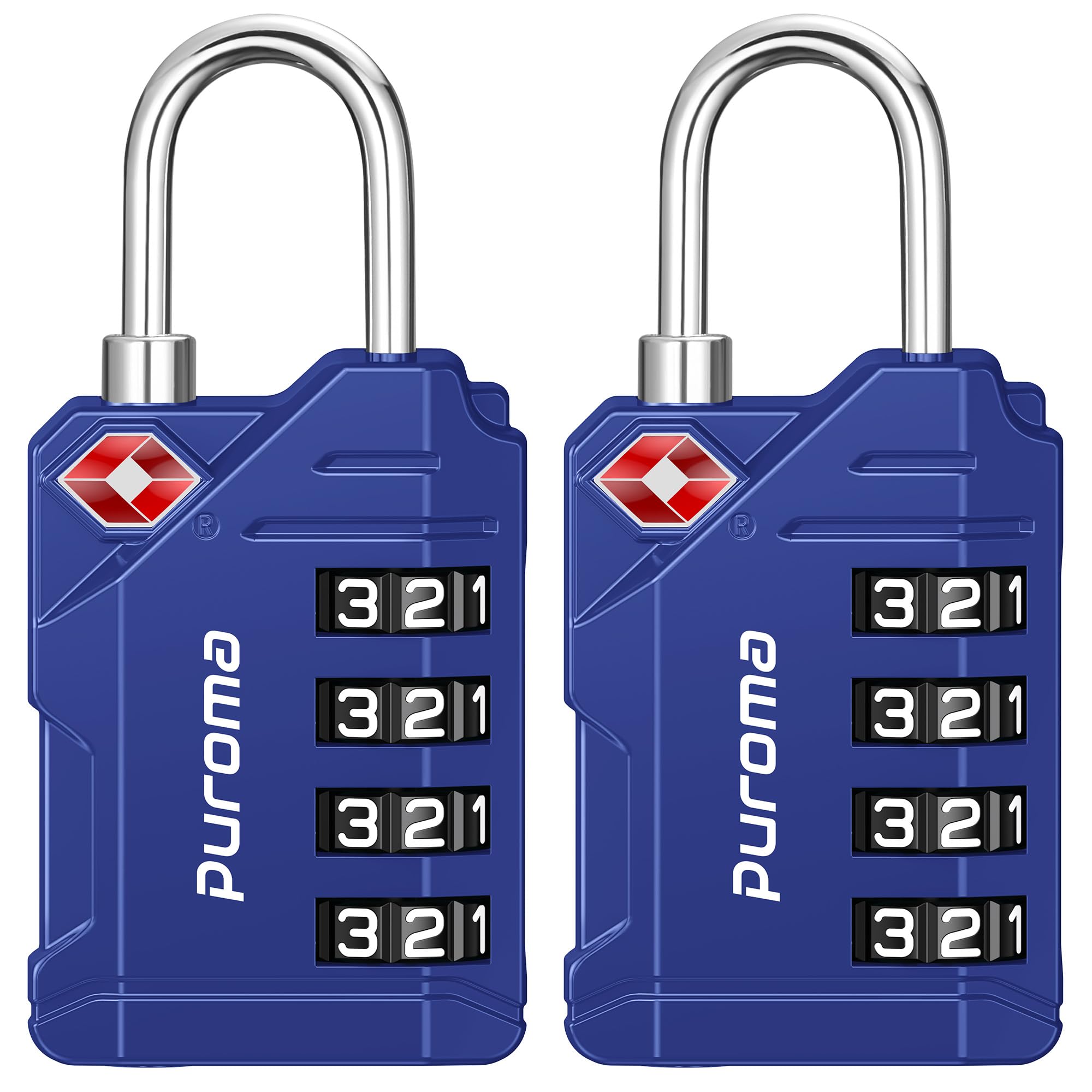 Puroma TSA Approved Luggage Locks, 2 Pack 4 Digit Resettable Travel Combination Code Lock with Zinc Alloy Body for Suitcase, Backpack, Laptop Bag, Gym