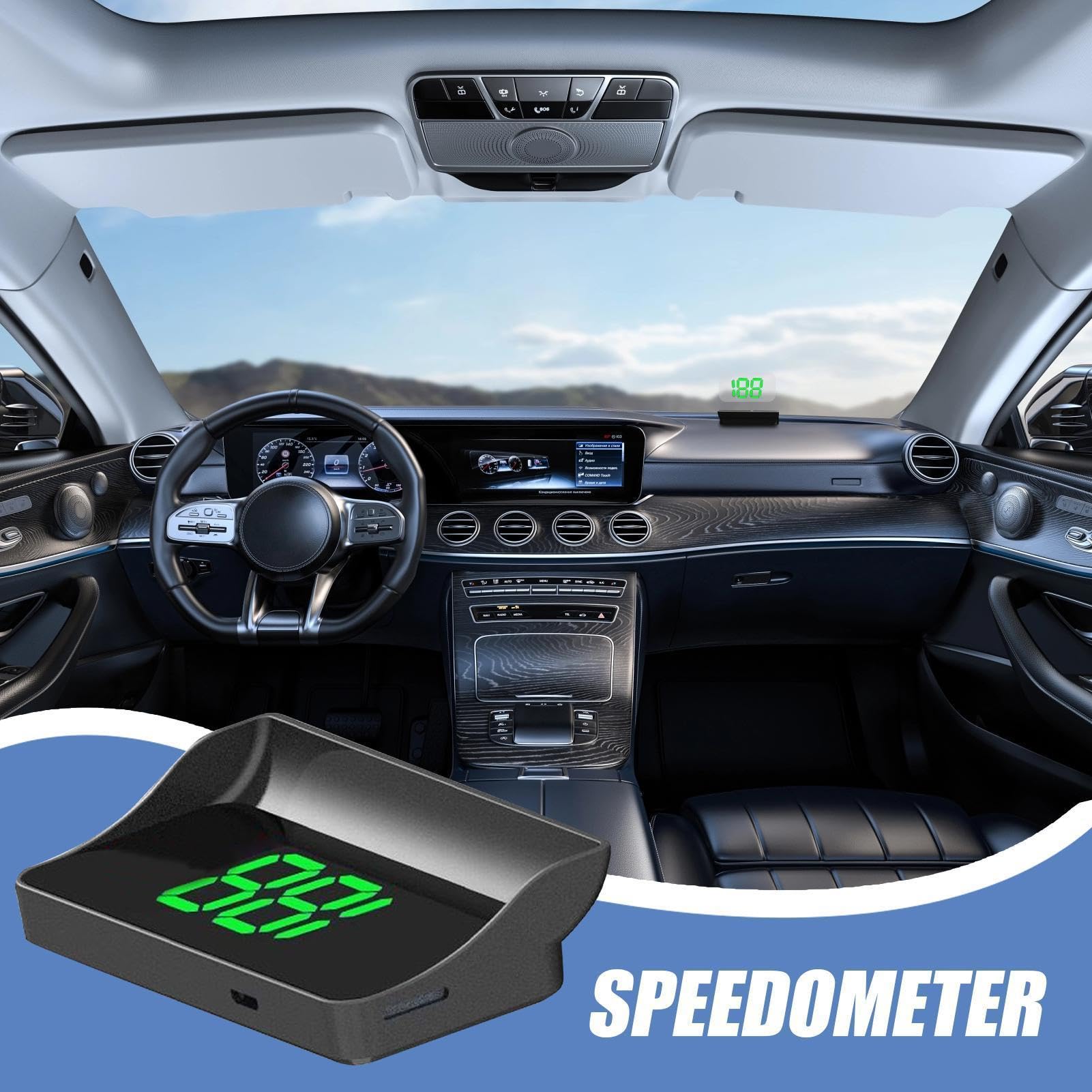 Display Heads Up Per Auto – HUD Parabrezza Automatico | Monitor Velocità Parabrezza | Tachimetro Digitale | Set Proiettore Da 3,64x2,05 Pollici Con Temperato Per Camion Autobus Camper SUV