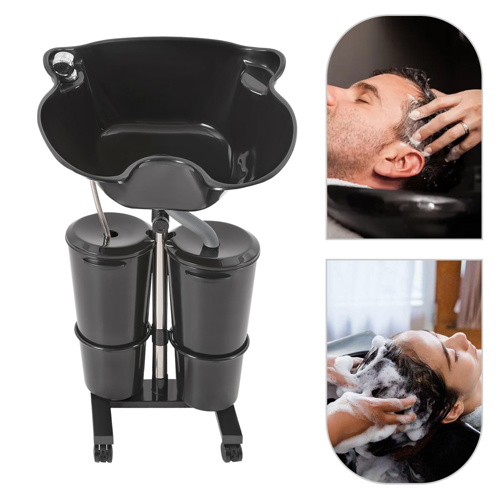 Mobiles Waschbecken Friseur Tragbares Salonbecken Tiefes Shampoo Mobil Kopfwaschbecken RüCkwäRtswaschbecken mobiles Friseurwaschbecken höhenverstellbar für Zuhause Salon Friseursalon