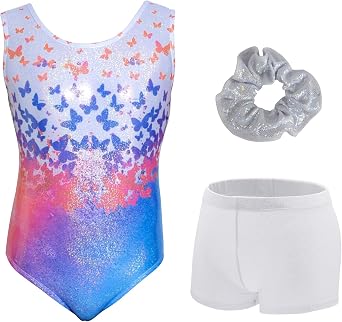 Gymnastics Leotards for Girls Sparkle Rainbow One-piece Dance Leotard 2-14Y