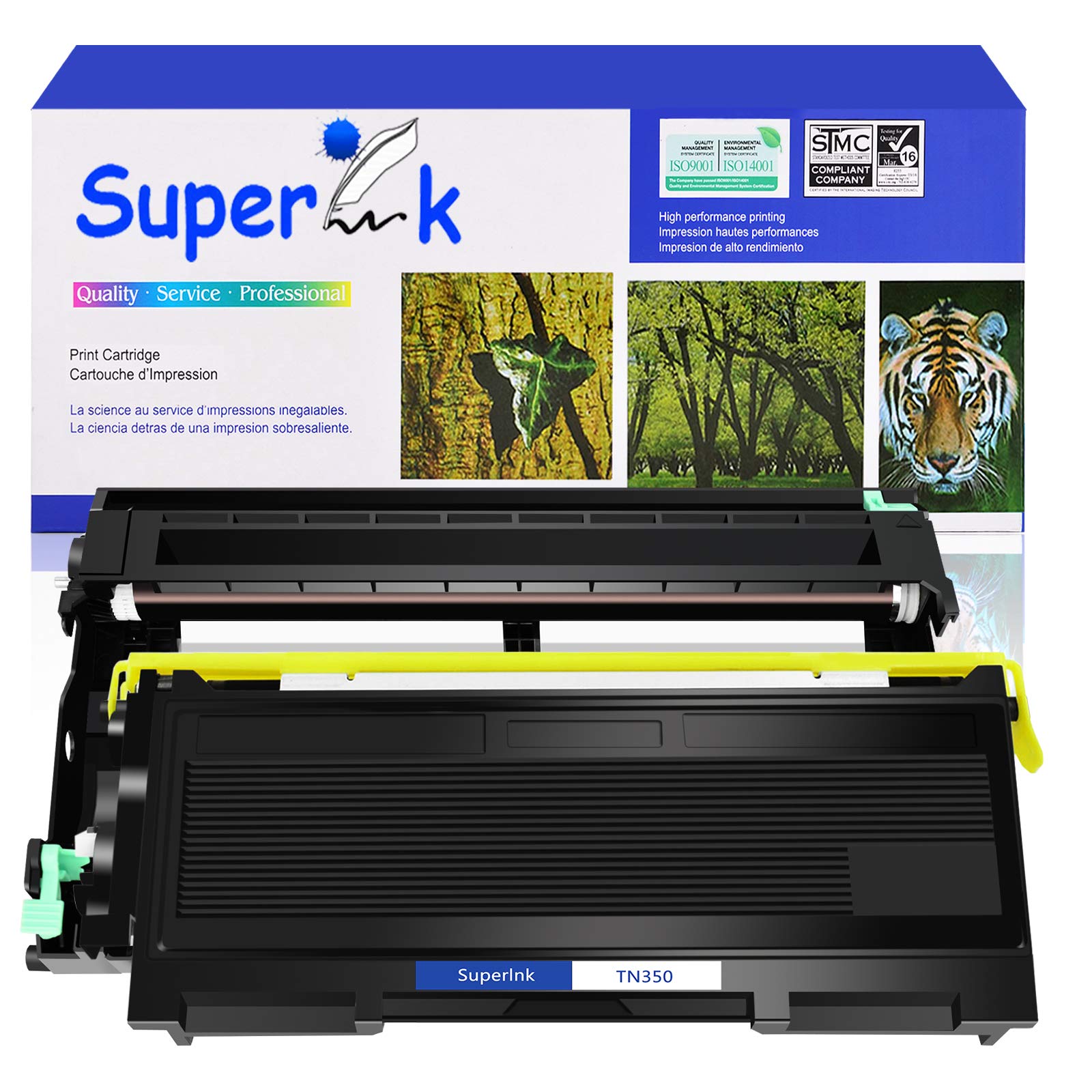 SuperInk2 Pack Compatible Toner Cartridge & Drum Unit Set Compatible for Brother TN350 DR350 use in DCP-7010 HL-2030 HL-2070N Intellifax 2820 MFC-7220 Printer (1 Toner, 1 Drum)
