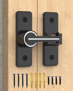 Barn Door Lock, Gate Latches Flip Latch Safety Door Bolt Latch Lock, 3.8mm Heavy Duty Zinc Alloy Door Latch for Sliding Swing Open Door, Shed, Garage, Yard, Bathroom Luminous Black-1 Pack