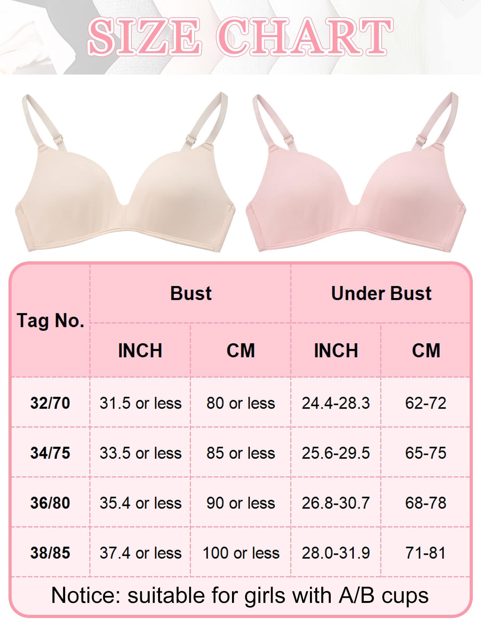 BHS für Mädchen Teenager Bra 6er Baumwolle Bralette Ohne Bügel Unterwäsche für Kinder Mädchen Sport-BH mit Verstellbarem Schultergurt