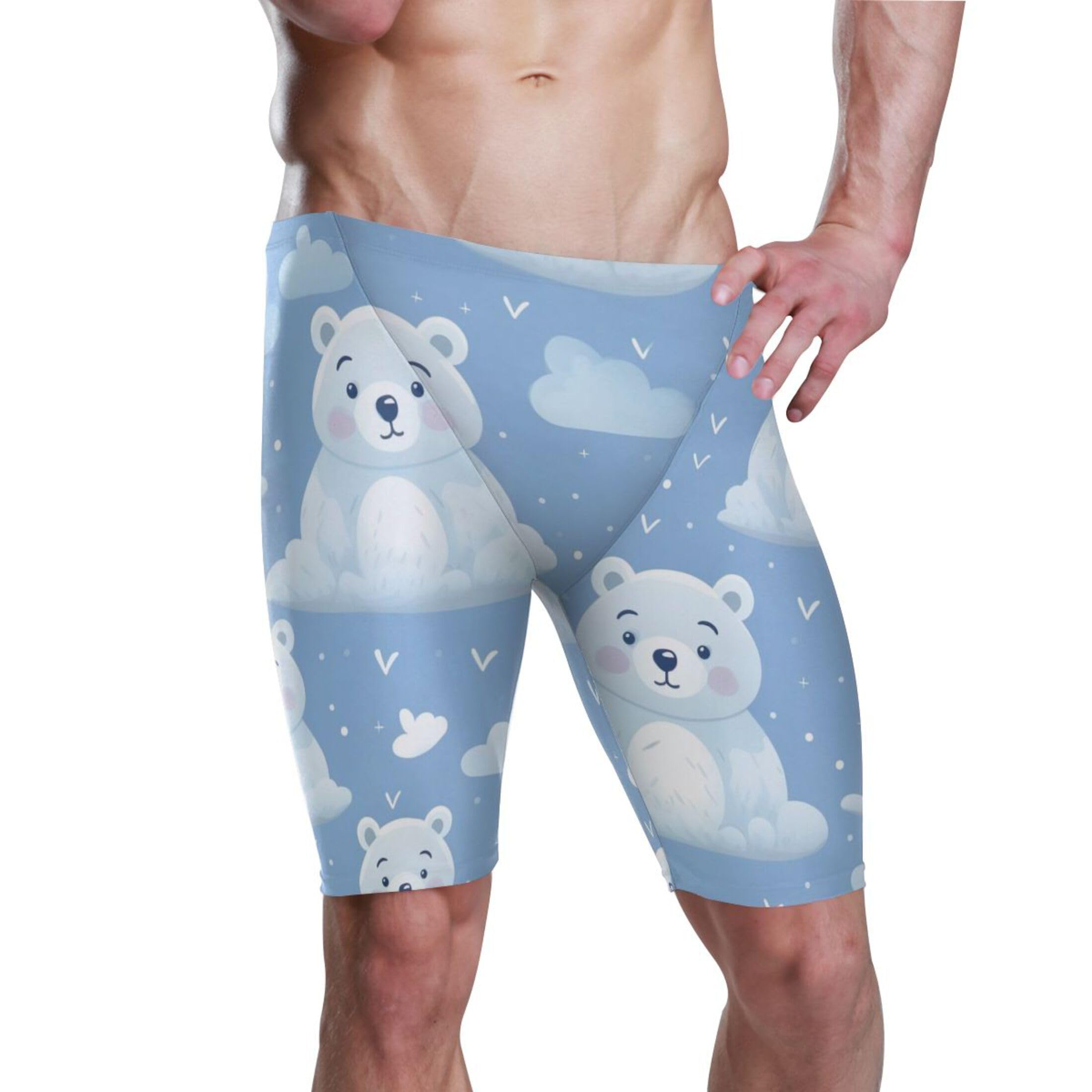 Cute Bear Animal Mens Swim Jammers Swimsuit XL B0400782