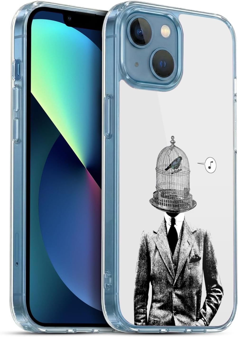 Head Case Designs Officially Licensed LouiJoverArt Plumage Black and White Gel Case [Military Grade Protection] Compatible with Apple iPhone 13 Mini and Compatible with MagSafe