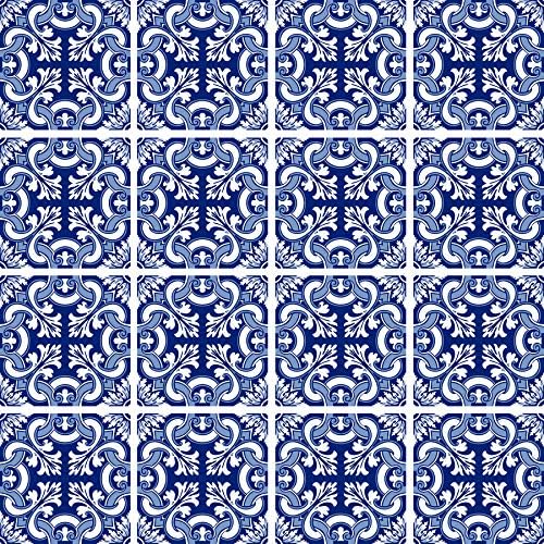 Poromoro Spanish Portuguese Azulejo Style Peel and Stick Backsplash Tile Stickers Set of 16 pcs (11.9, 15) - 2