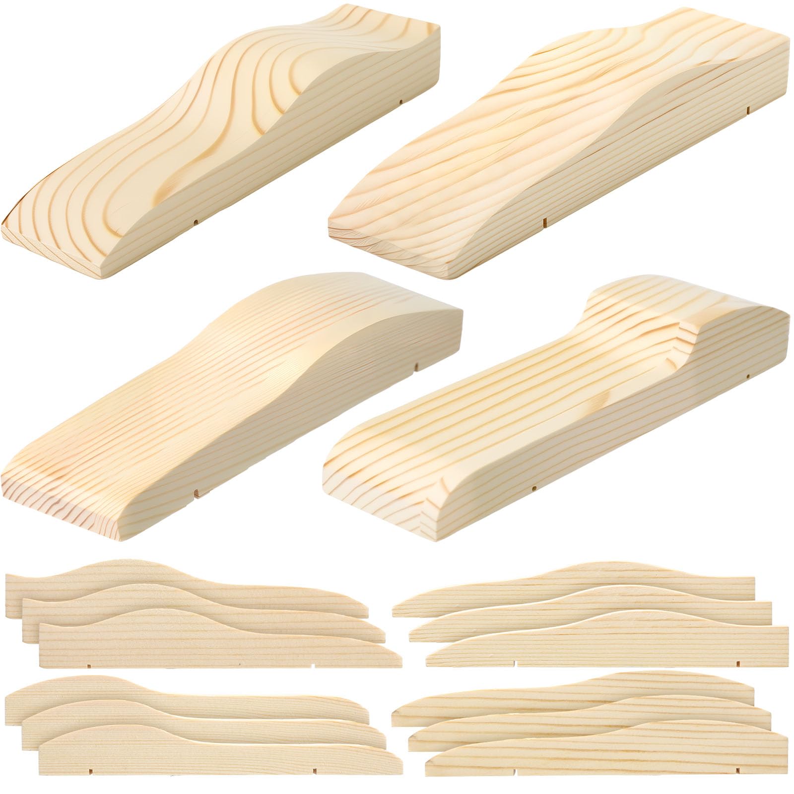 Briwooody 12 Pack Derby Car Kit Body Blocks, 4 Style Wood Block Race Pre-Cut Car Body Blocks for DIY Shape Paint Race Cars Racing Wooden Craft Kit Birthday Present(Wheels & Axles Not Included)