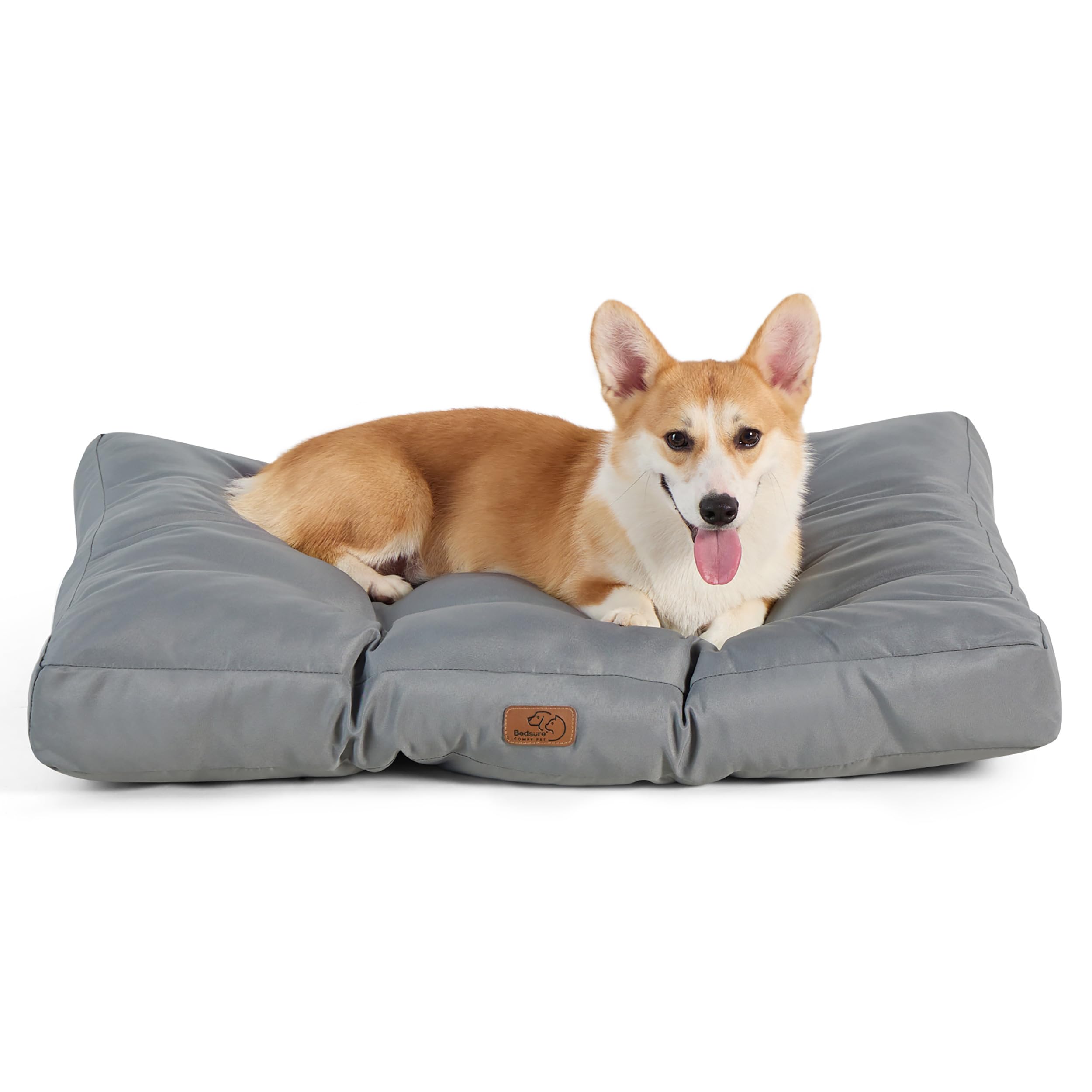 Bedsure Cesto cane di media taglia impermeabile, cuscino cane in tessuto Oxford, tappeto ideale per cani, M, materasso letto per cani, lavabile, grigio, 75 x 50 x 10 cm