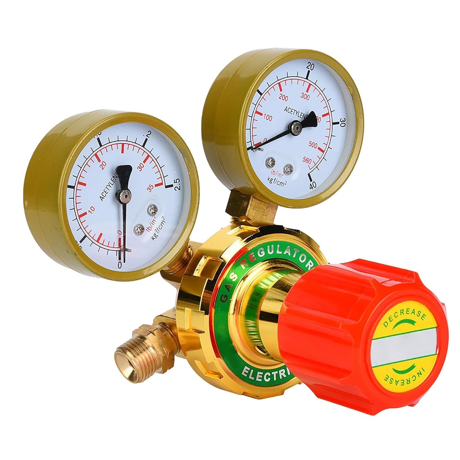 Régulateur Acétylène Manomètre Réducteur Pression Gaz YQE 03/60 pour Bouteille Soudage Oxygène Butane Robinet Industriel Export 5/8