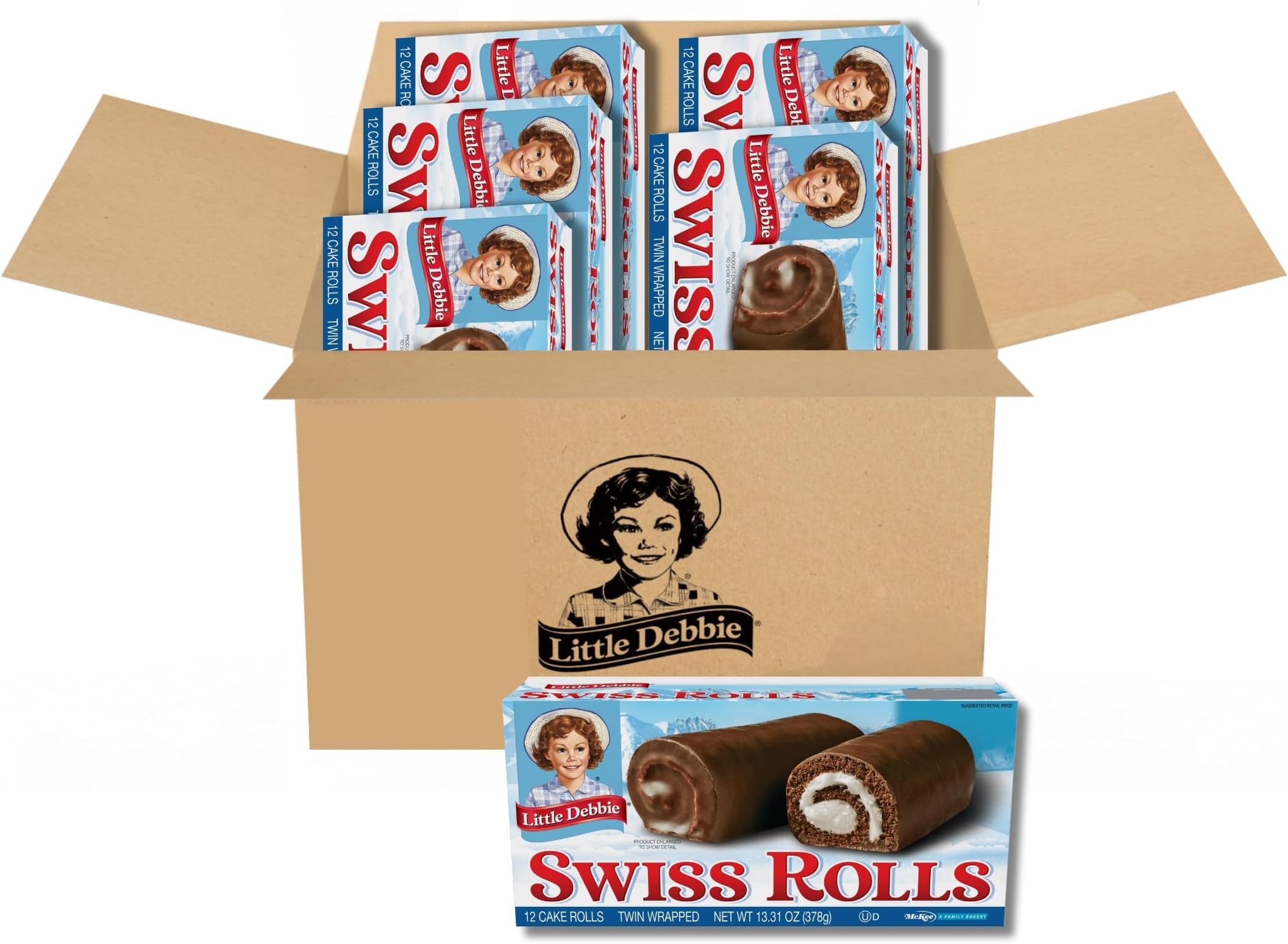 Swiss Rolls, 36 Chocolate Cake Rolls Layered With Creme (6 Boxes)