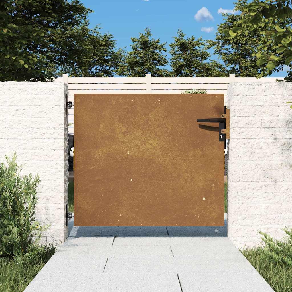 vidaXL Puerta de jardín Acero corten 85x75 cm, Puerta de Metal, Puerta de jardín Delantera, Puerta de jardín con Cerradura, Puerta de Acero